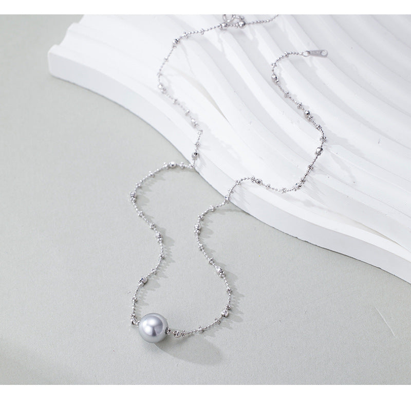S925 Sterling Silver Fairy Necklace Female Niche Design Bead Collarbone Chain