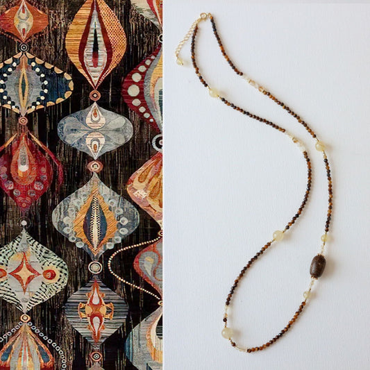 Maillard Vintage Necklace Tiger's Eye Beaded Bracelet Ring