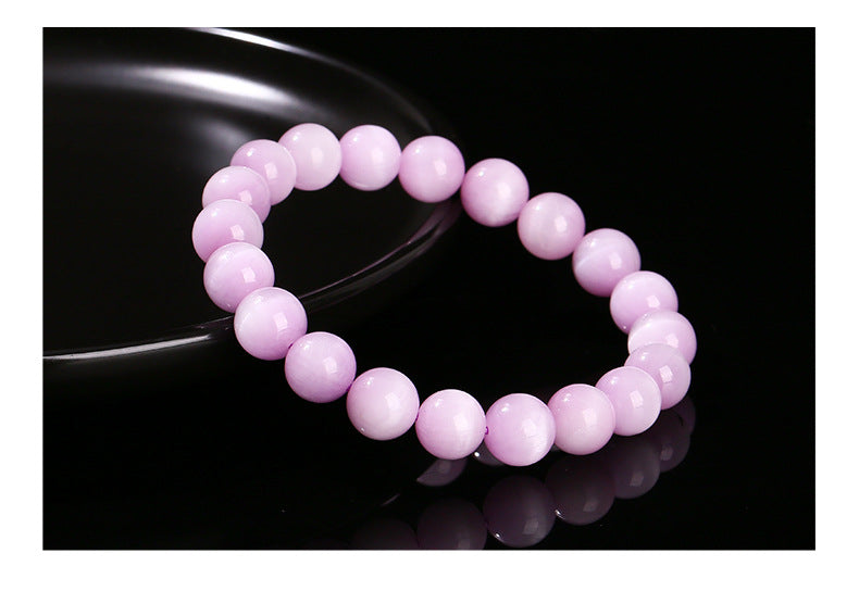 Buddha Life 7A Natural Cat's Eye Kunzite Purple Crystal Bracelet Women's