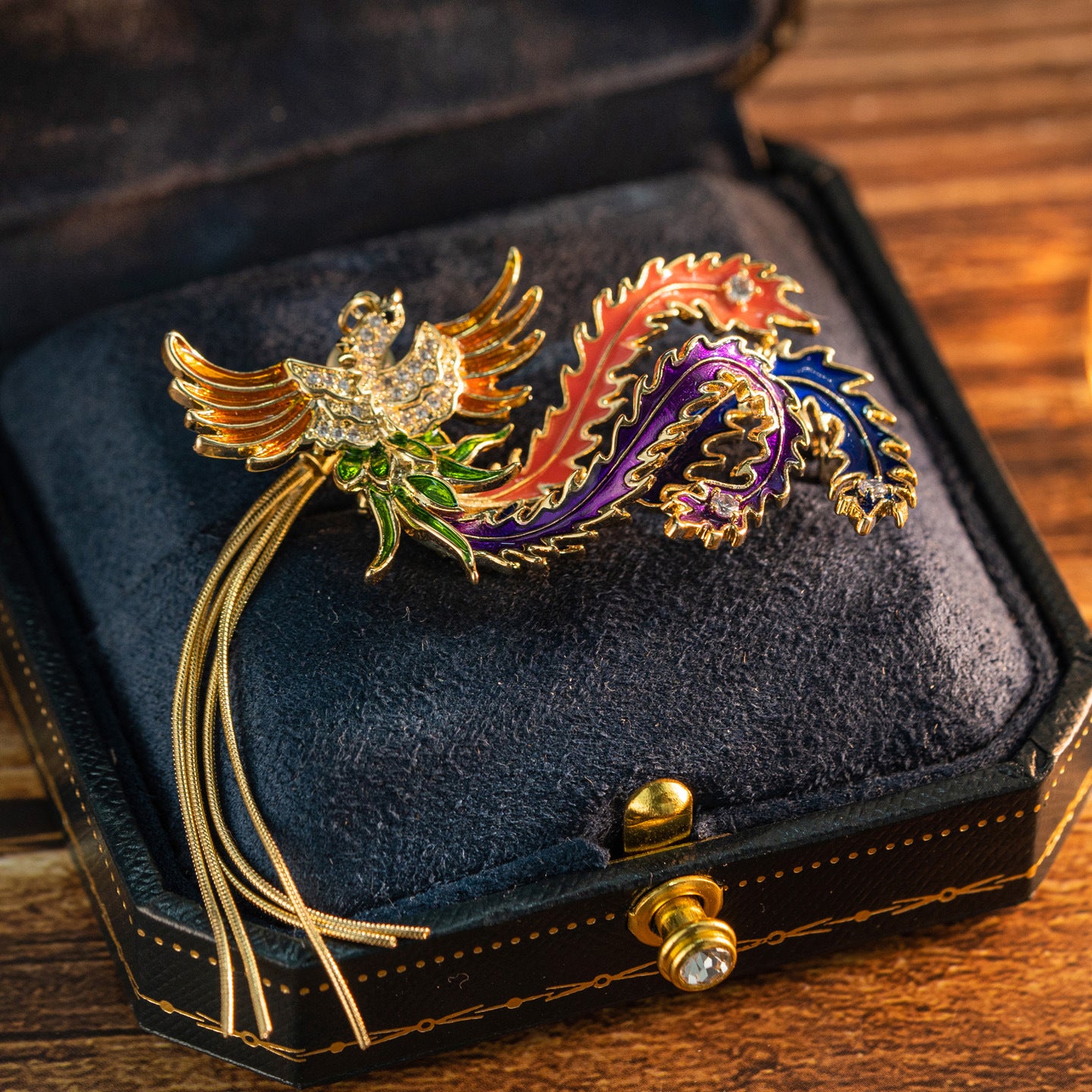 Exquisite Elegant Diamond Phoenix Animal Brooch