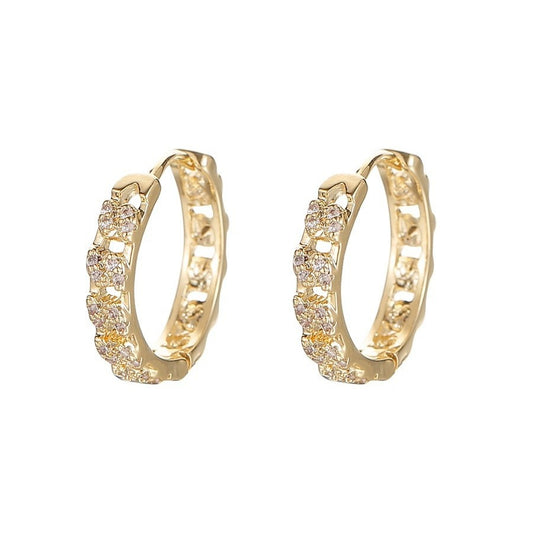 925 Silver Plated 18K Gold Round Diamond Earrings