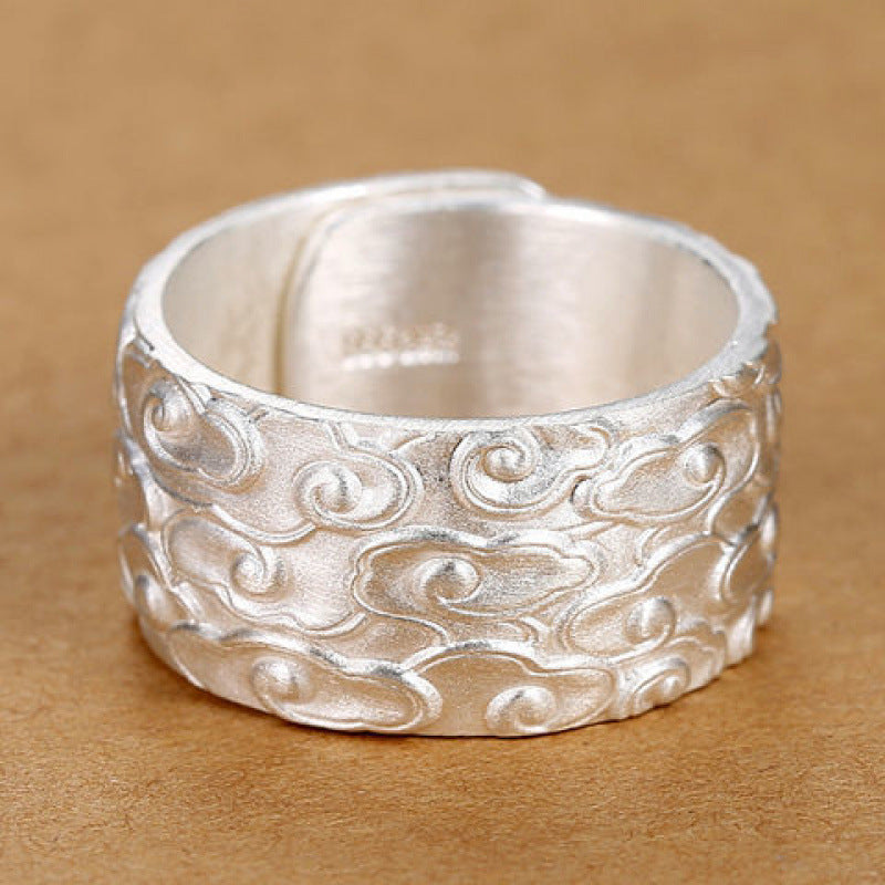 Dapaza 999 Sterling Silver Auspicious Cloud Men's Ring