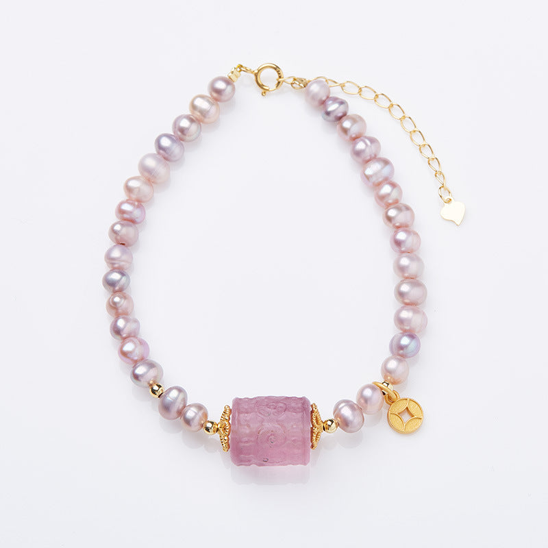 Buddha Life Natural Purple Freshwater Pearl Bracelet Necklace