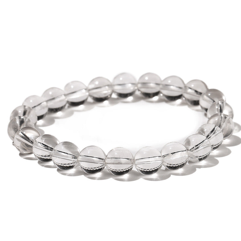 Buddha Life 8A Natural White Crystal Bracelet Transparent Crystal Bead Single Ring Bracelet for Girls