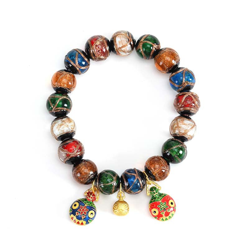 Buddha Life Fragrant Ash Glazed Bracelet, Gold-swallowing Beast Multicolored Bracelet.