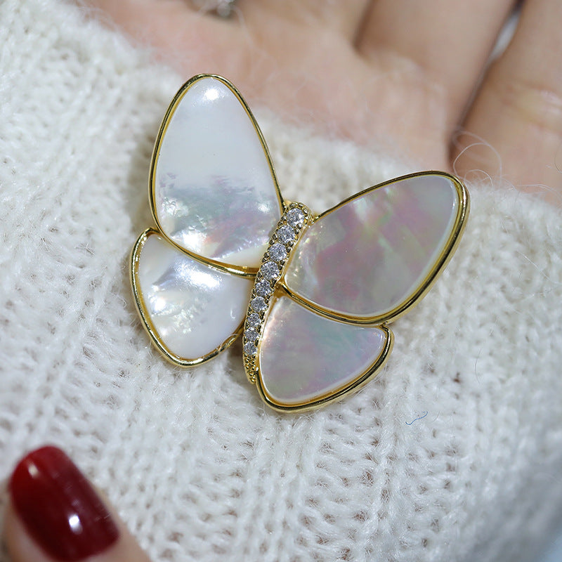 Break The Cocoon Into A Butterfly Natural Shell Butterfly Brooch