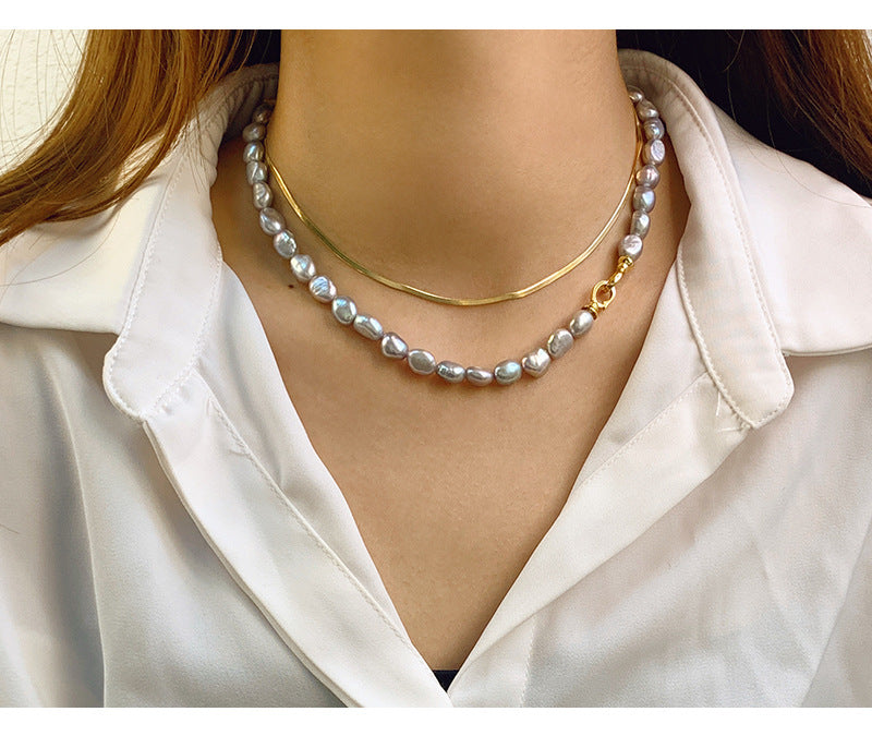 S925 Sterling Silver Baroque Pearl Necklace
