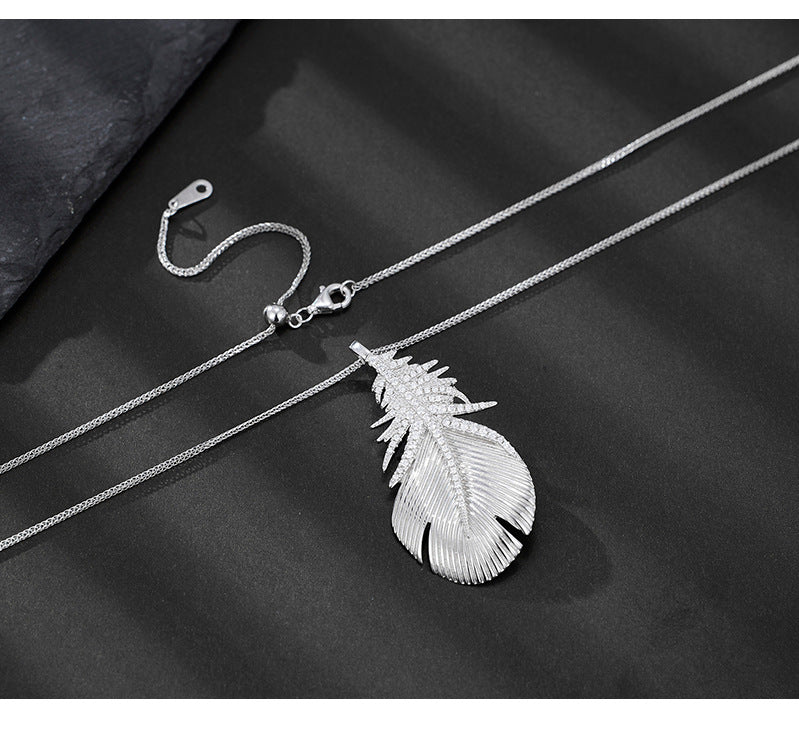 Dapaza S925 Sterling Silver Highlight Wings Two Wear Necklace Brooch