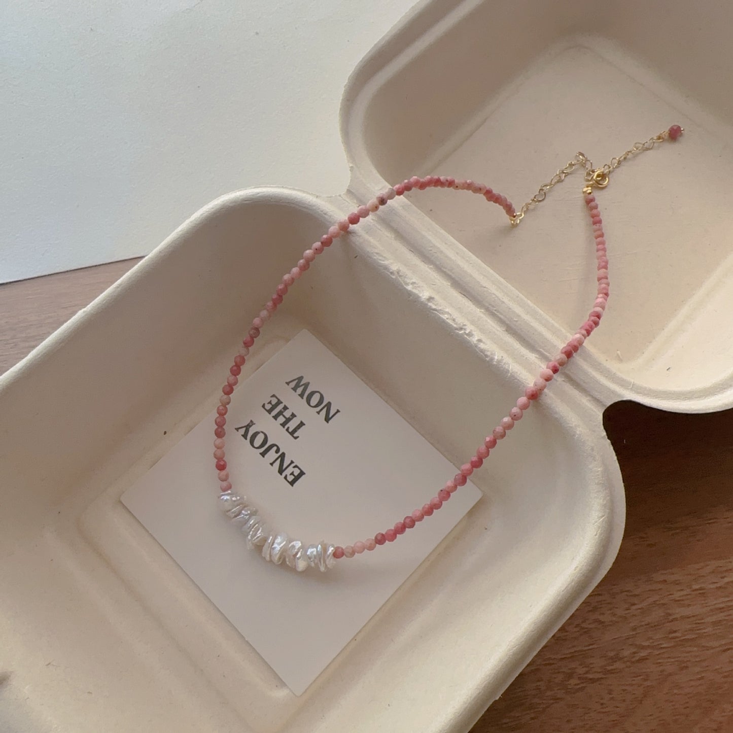 Buddha Life Water Lily Series Red Pink Pearl Necklace Bracelet Ring