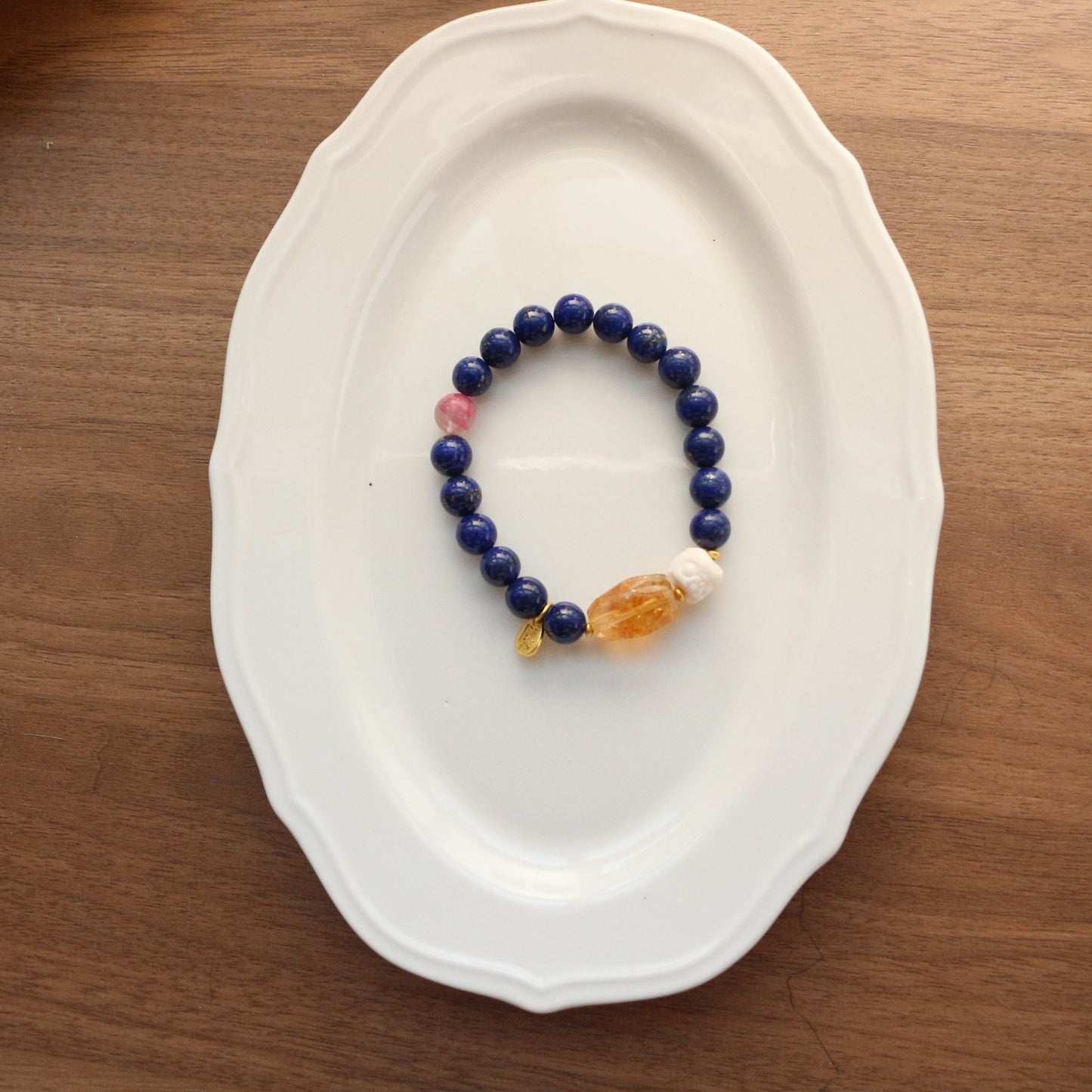 Buddha Life Lapis Lazuli Single Circle Citrine Bracelet