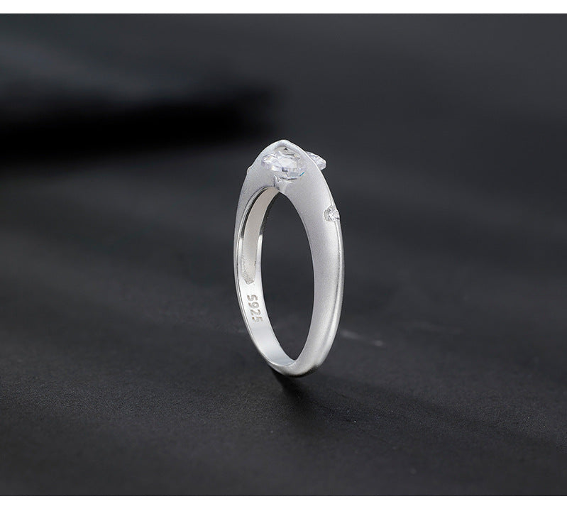 S925 Sterling Silver Frosted Cosmic Star Rotatable Ring