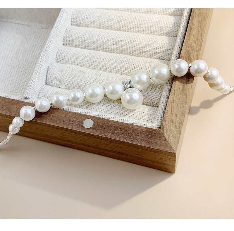 S925 Sterling Silver Shredded Silver Pearl Necklace