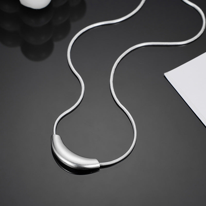 Dapaza S925 Sterling Silver Matte Scrub Snake Bone Necklace