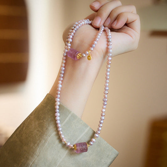 Natural Purple Freshwater Pearl Bracelet Necklace