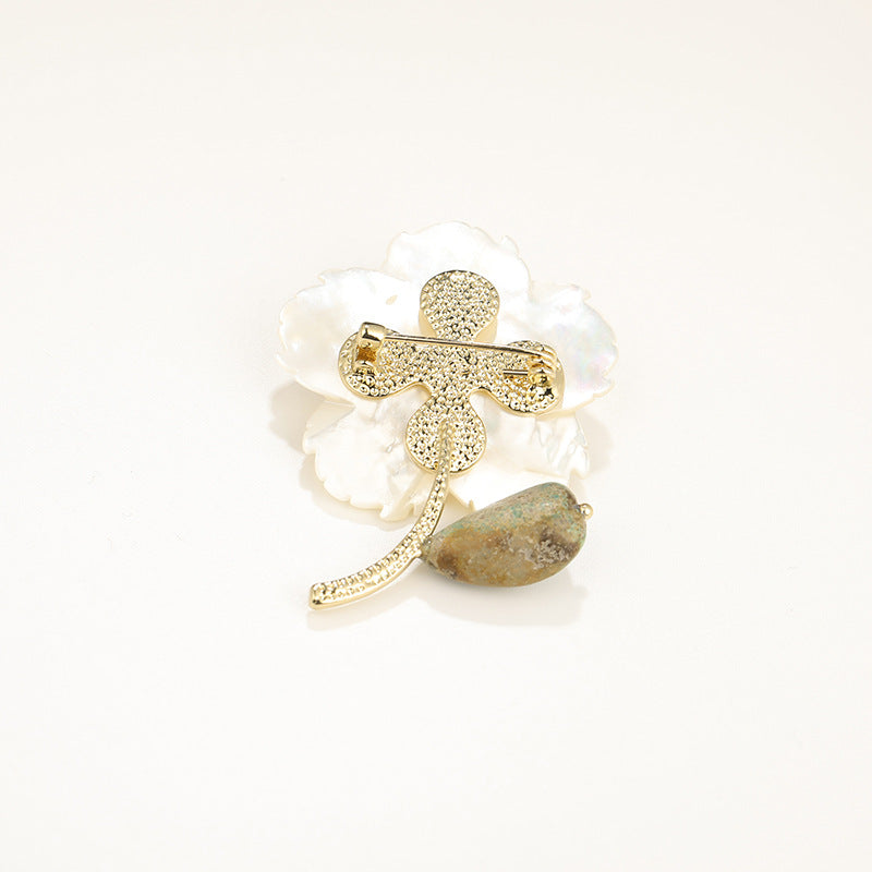 Natural Shell Peach Blossom Brooch