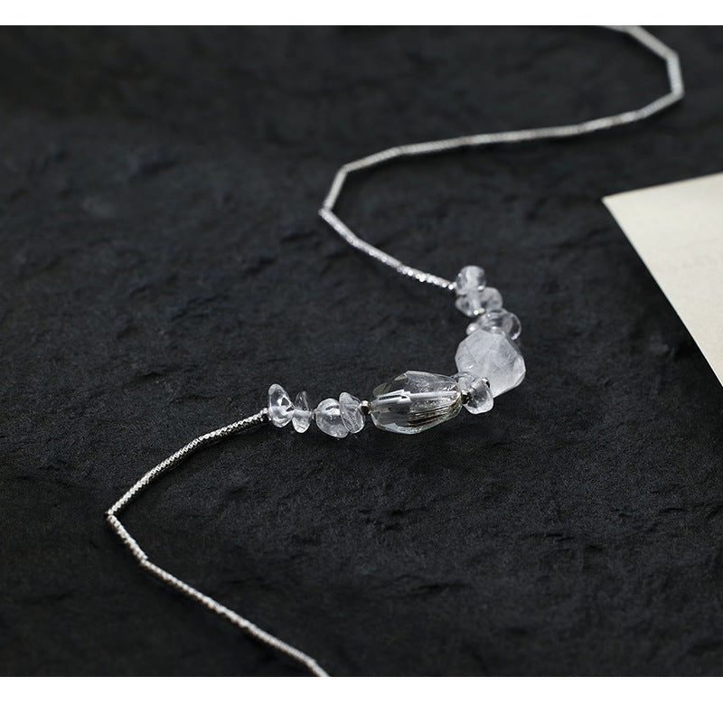 925 Sterling Silver Irregular Crystal Necklace Niche Design