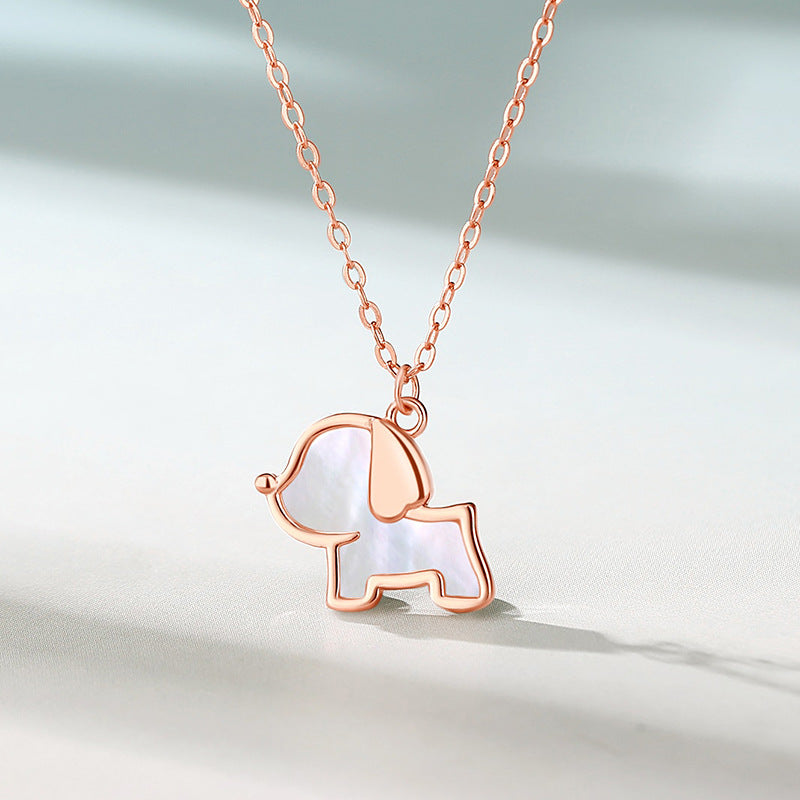Dapaza S925 Sterling Silver Shell Puppy Necklace