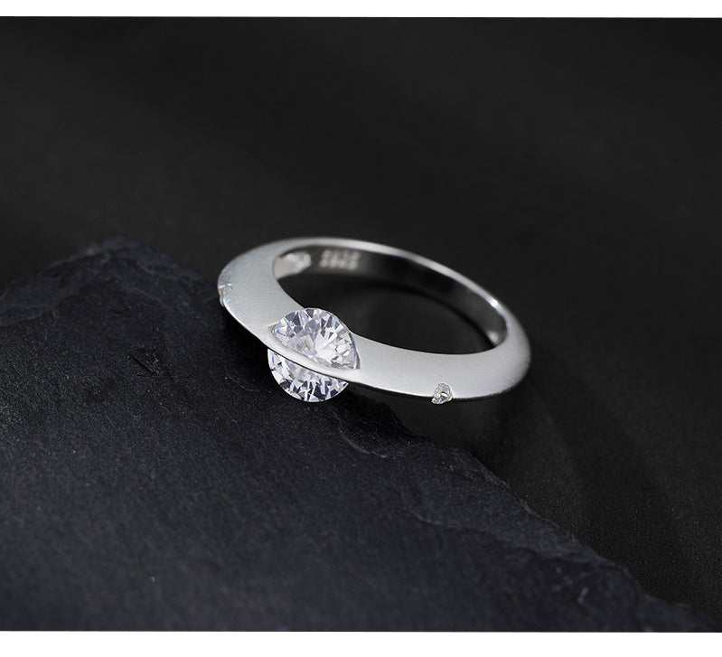 S925 Sterling Silver Frosted Cosmic Star Rotatable Ring