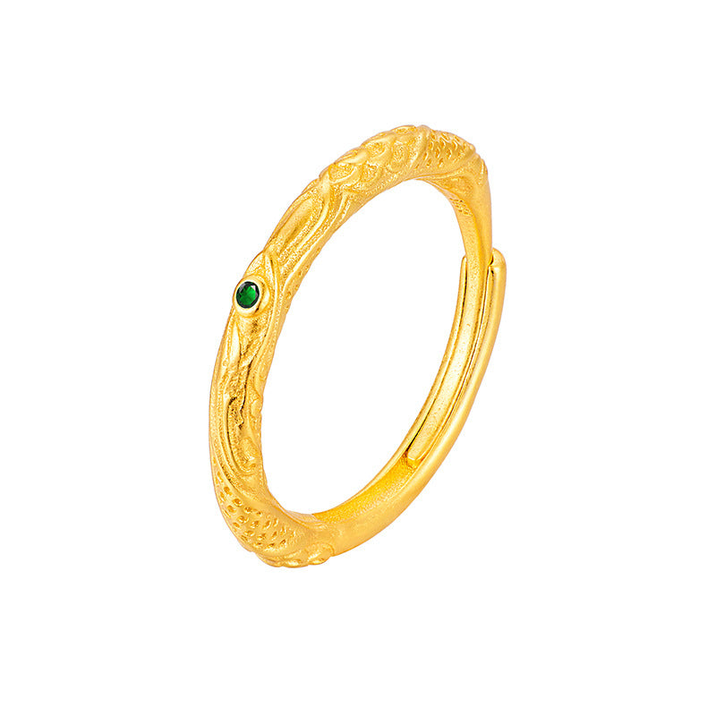 S925 Sterling Silver Necklace Female Niche Design New Chinese Style National Tide Engraving Nezha Qiankun Ring Set