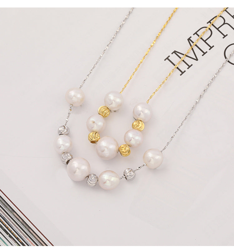 Freshwater Pearl Extra Fine Necklace Women's S925 Silver Clavicle Chain