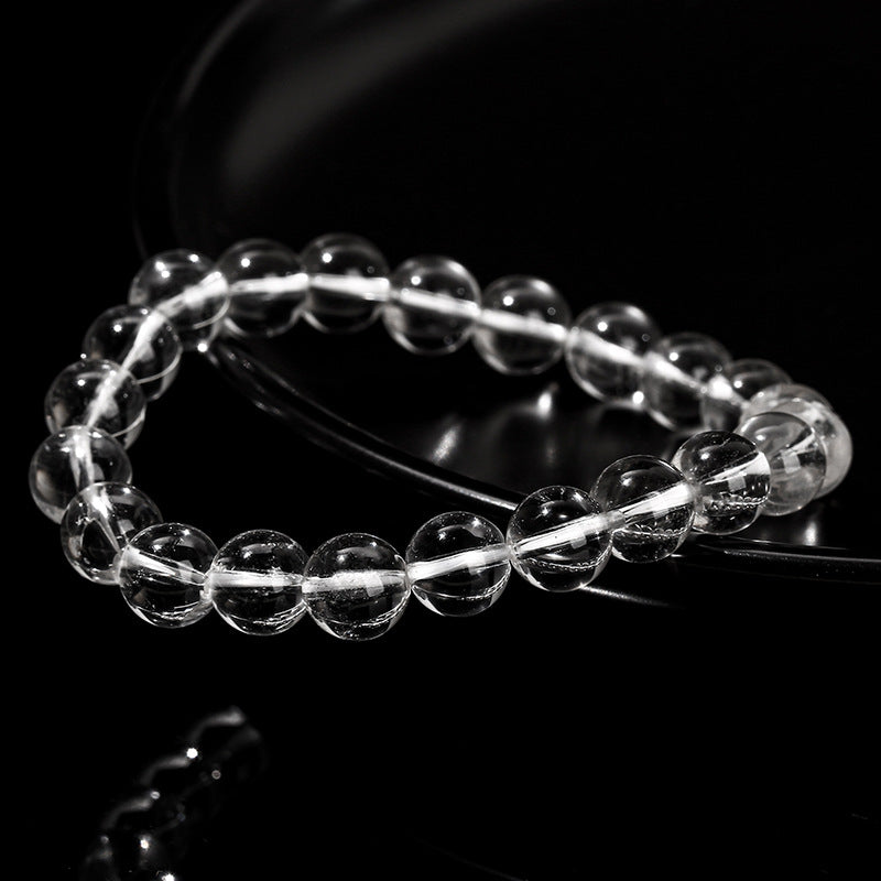 Buddha Life 8A Natural White Crystal Bracelet Transparent Crystal Bead Single Ring Bracelet for Girls
