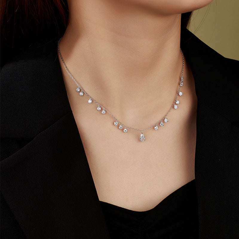 S925 Sterling Silver Necklace Zircon Elegant Temperament Versatile Premium Sense Clavicle Chain