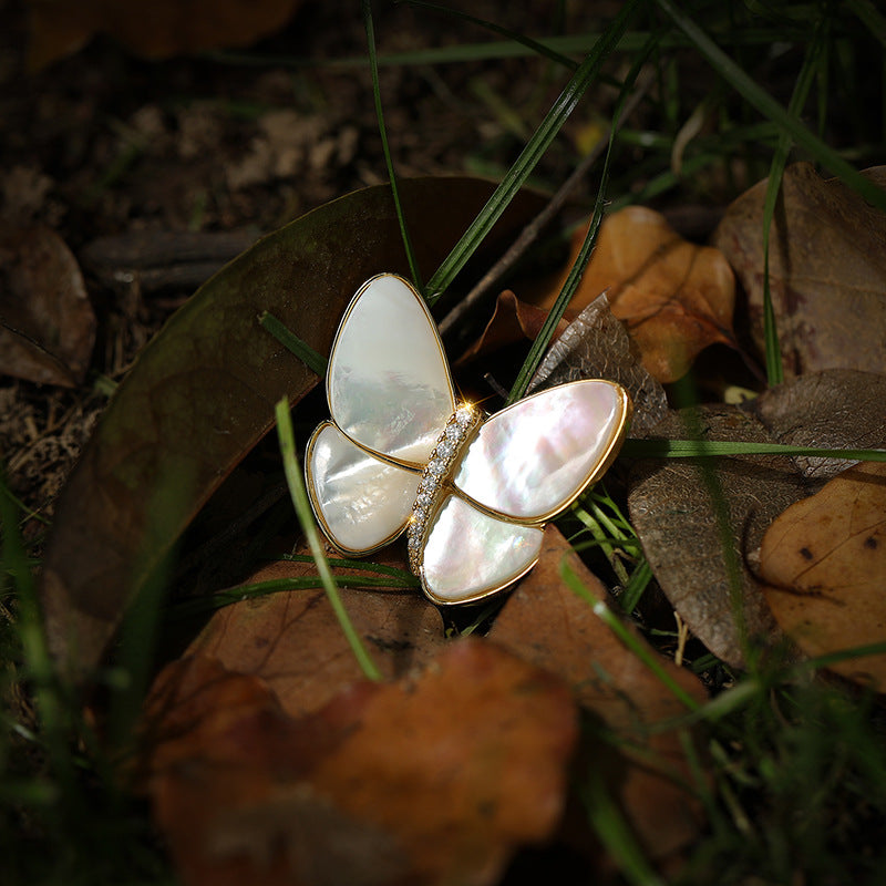 Break The Cocoon Into A Butterfly Natural Shell Butterfly Brooch