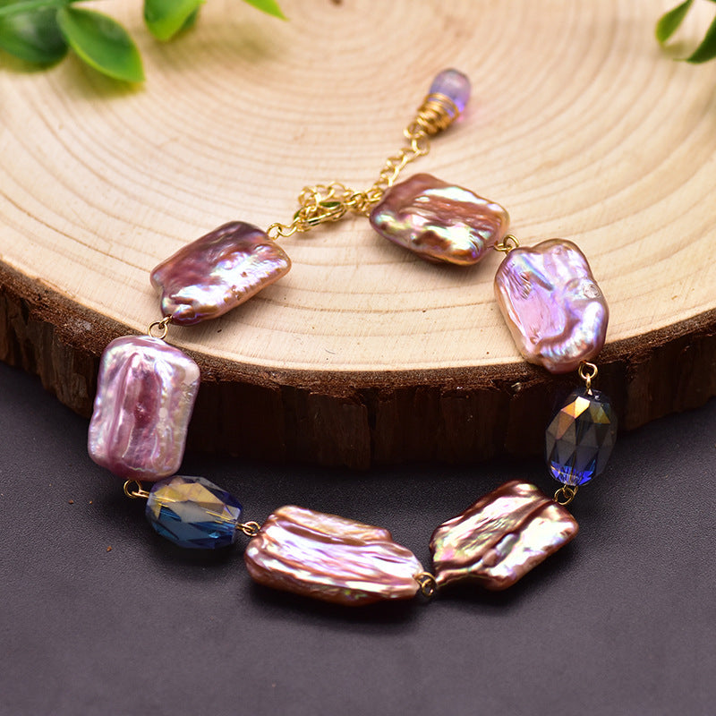 Natural Baroque Pearl Kyanite Bracelet