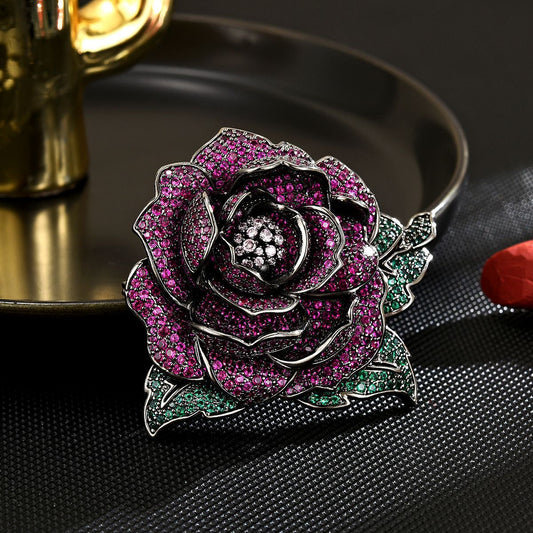 Heavy Industry Elegant Creative Rose Brooch Retro Three-dimensional Mother's Day Send Mother Versatile Fashion Flower Corsage