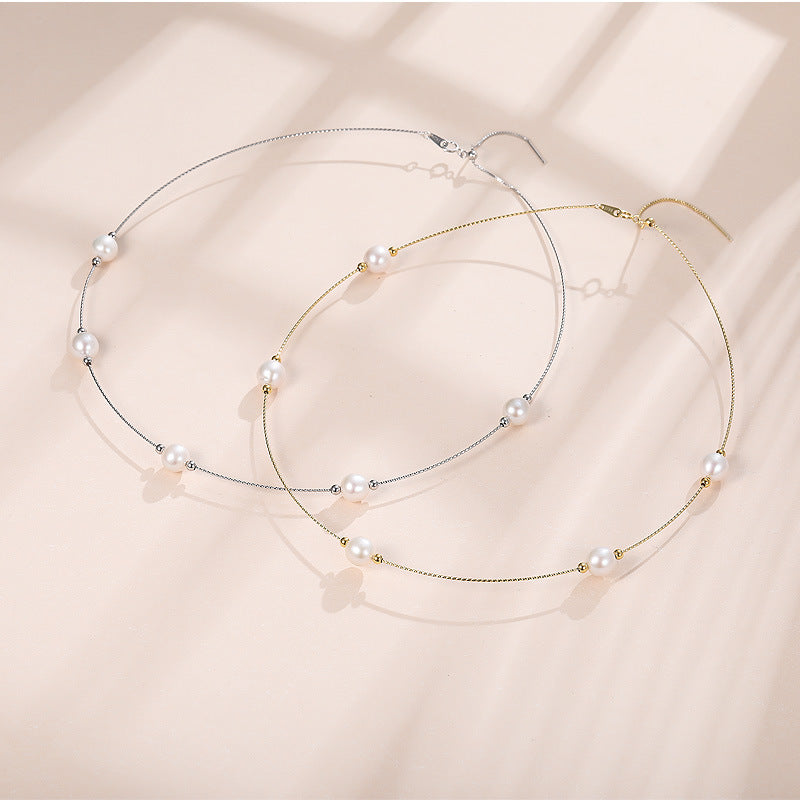 Freshwater Pearl Collar S925 Sterling Silver Baroque Necklace