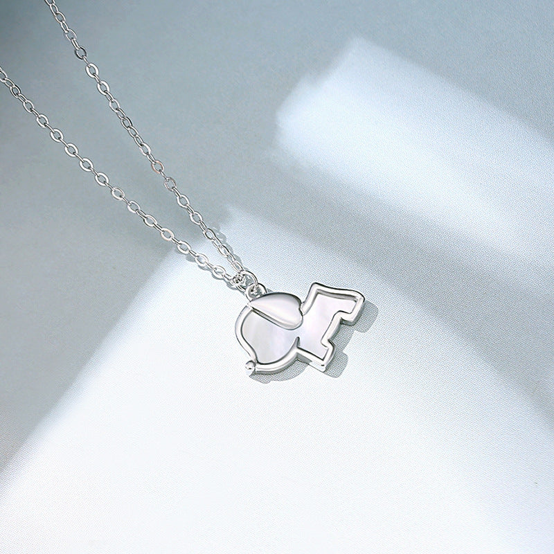 Dapaza S925 Sterling Silver Shell Puppy Necklace