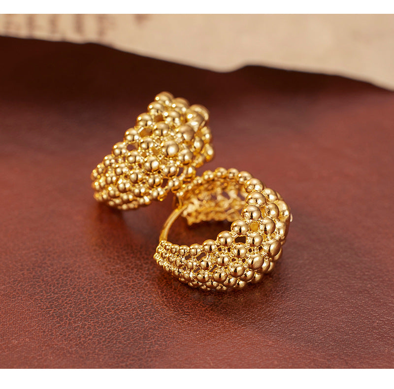 Simple Autumn and Winter 925 Sterling Silver C-shaped Bead Earrings