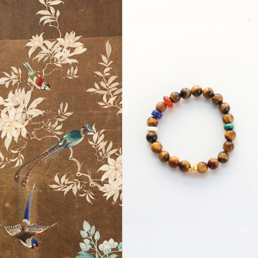 Tiger's Eye Stone Lapis Lazuli Malachite Camel Bone Bracelet