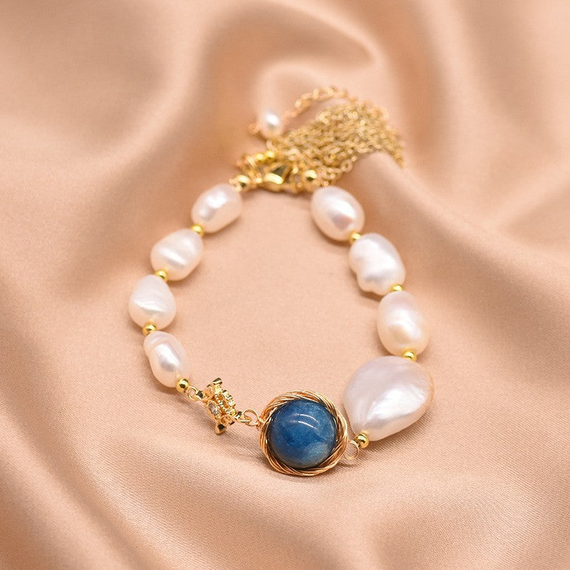 Natural Baroque Pearl Kyanite Bracelet