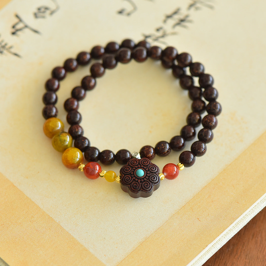 Buddha Life Natural lobular red sandalwood bracelet for men and women couples
