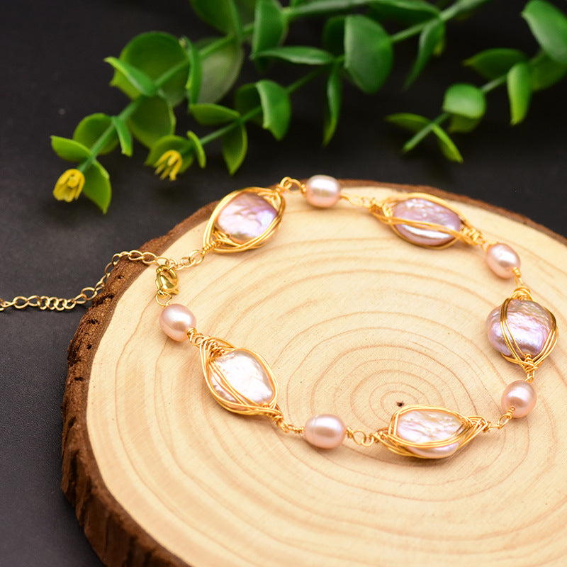 Natural Baroque Pearl Kyanite Bracelet