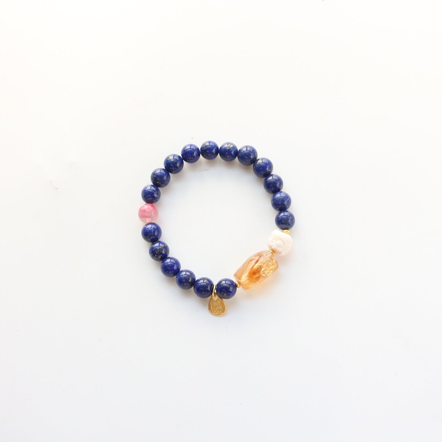 Buddha Life Lapis Lazuli Single Circle Citrine Bracelet