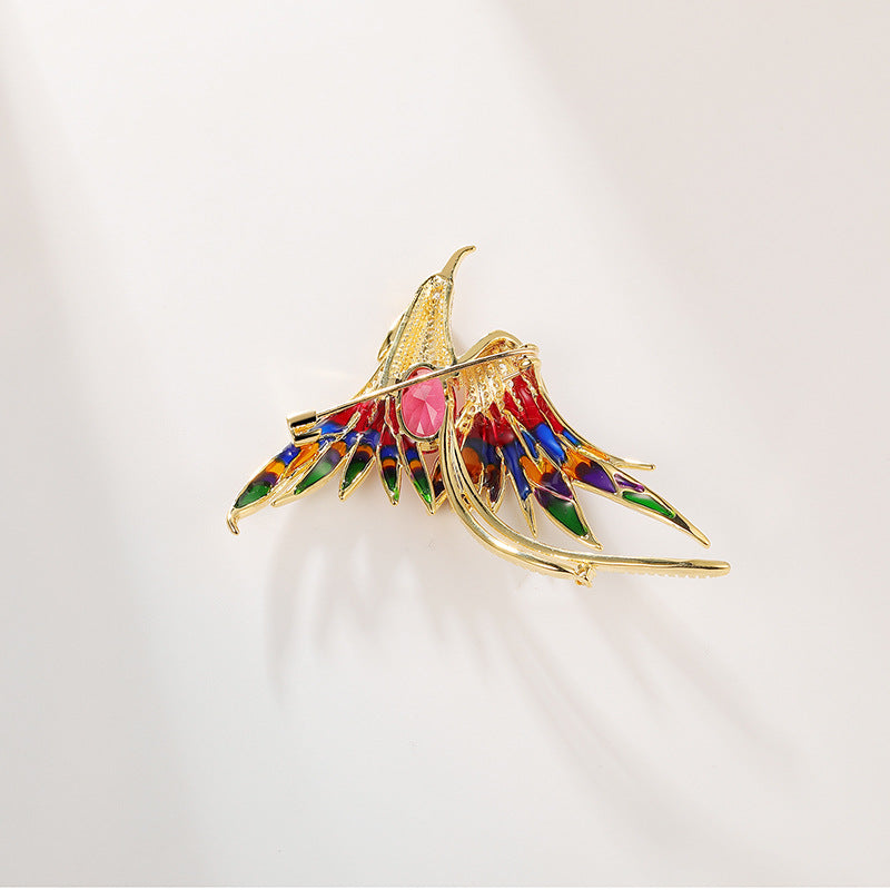 Buddha Life Chinese Style Colored Zircon Phoenix Brooch