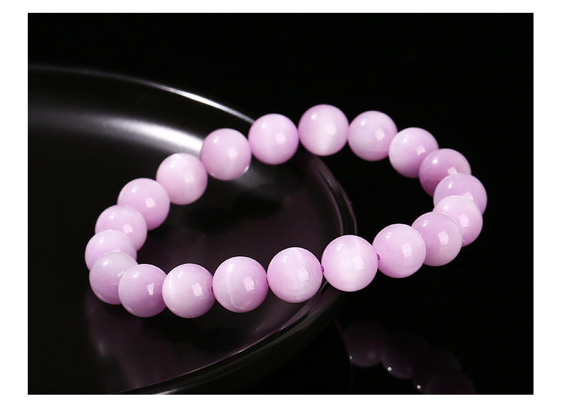 Buddha Life 7A Natural Cat's Eye Kunzite Purple Crystal Bracelet Women's