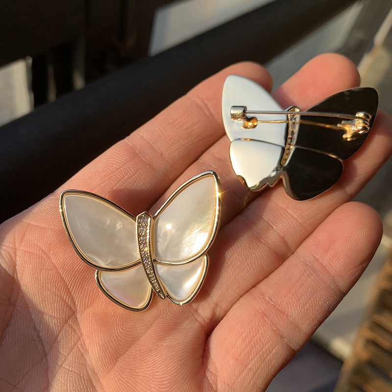 Break The Cocoon Into A Butterfly Natural Shell Butterfly Brooch