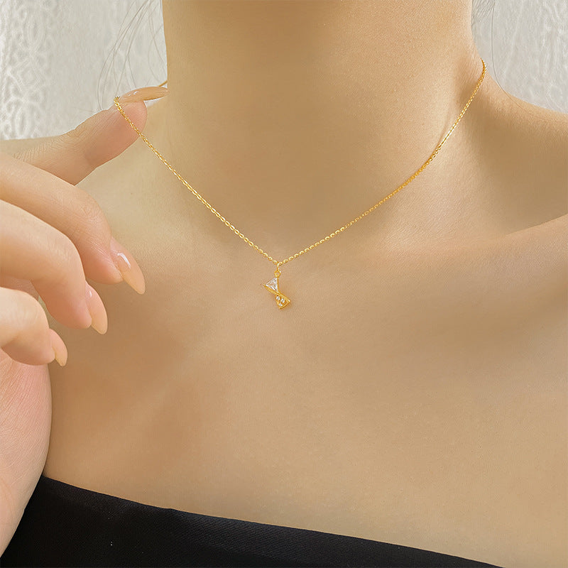 Dapaza Time Hourglass Gold Plated Necklace Women's S925 Sterling Silver