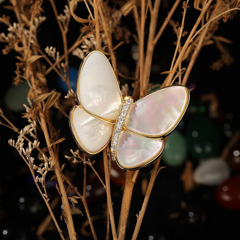 Break The Cocoon Into A Butterfly Natural Shell Butterfly Brooch