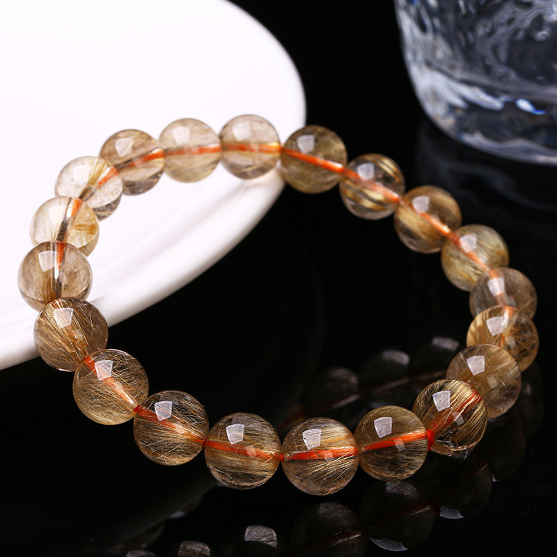 Buddha Life 7A Natural  Golden Rutilated Quartz Crystal Bracelet