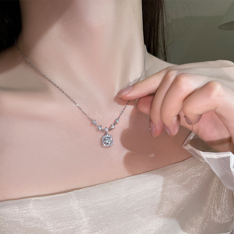 Dapaza 999 Sterling Silver Sugar Cube Necklace Women