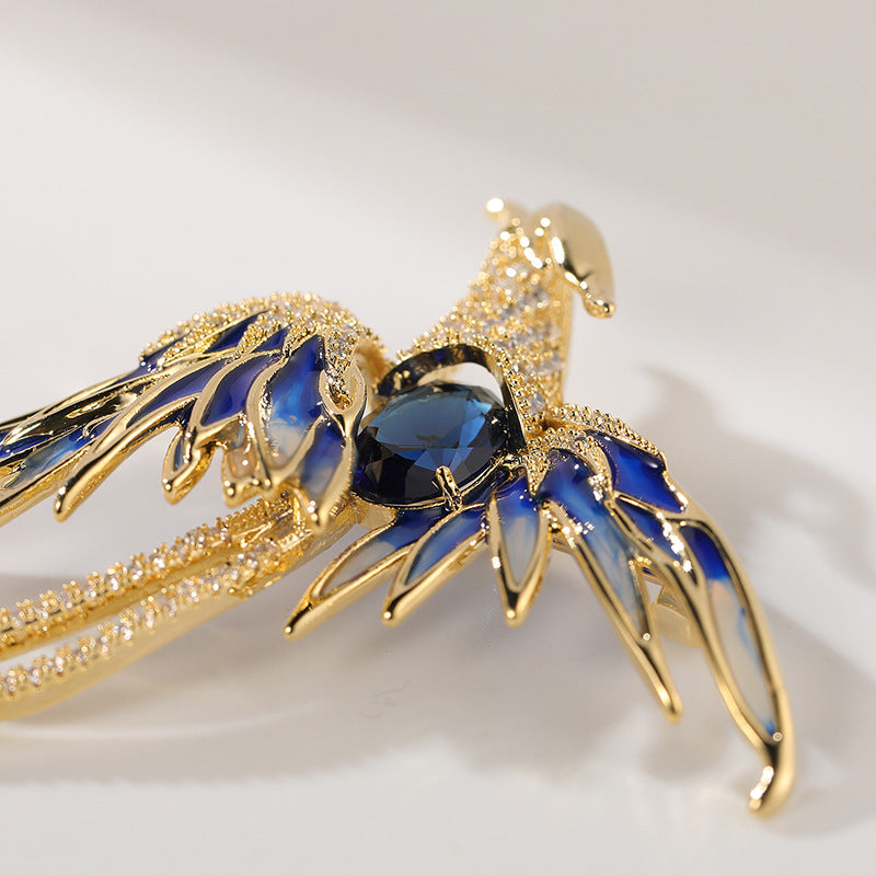 Buddha Life Chinese Style Colored Zircon Phoenix Brooch