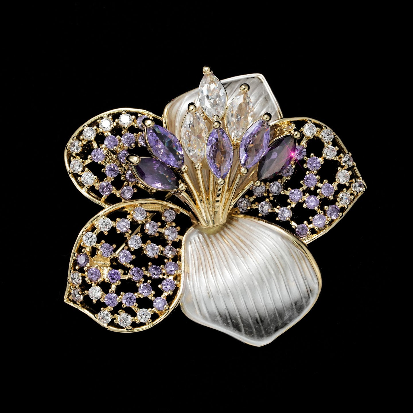 Purple Five-leaf Flower Brooch