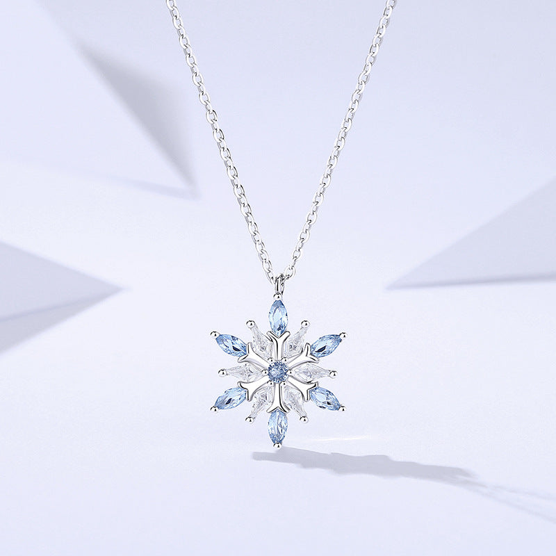 Dapaza S925 Sterling Silver Zircon Snowflake Necklace