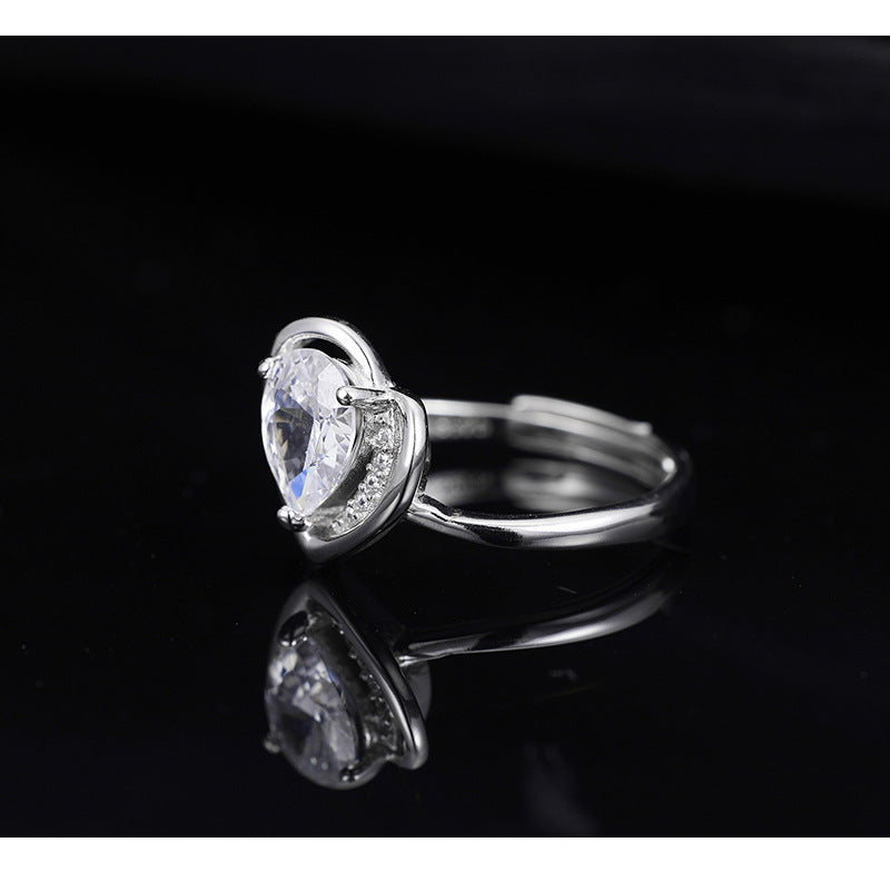 925 Sterling Silver Love Zirconium Ring