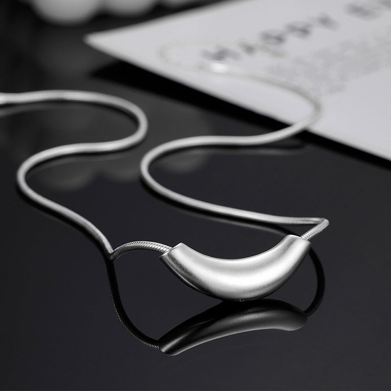 Dapaza S925 Sterling Silver Matte Scrub Snake Bone Necklace