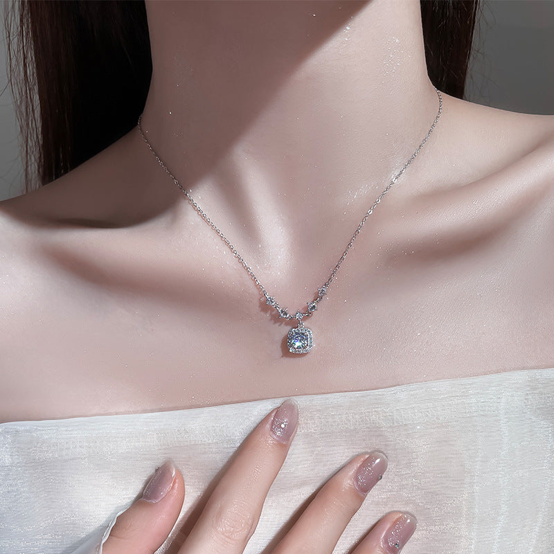 Dapaza 999 Sterling Silver Sugar Cube Necklace Women